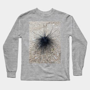 Black Diadem sea urchin in close up on sand beach Long Sleeve T-Shirt